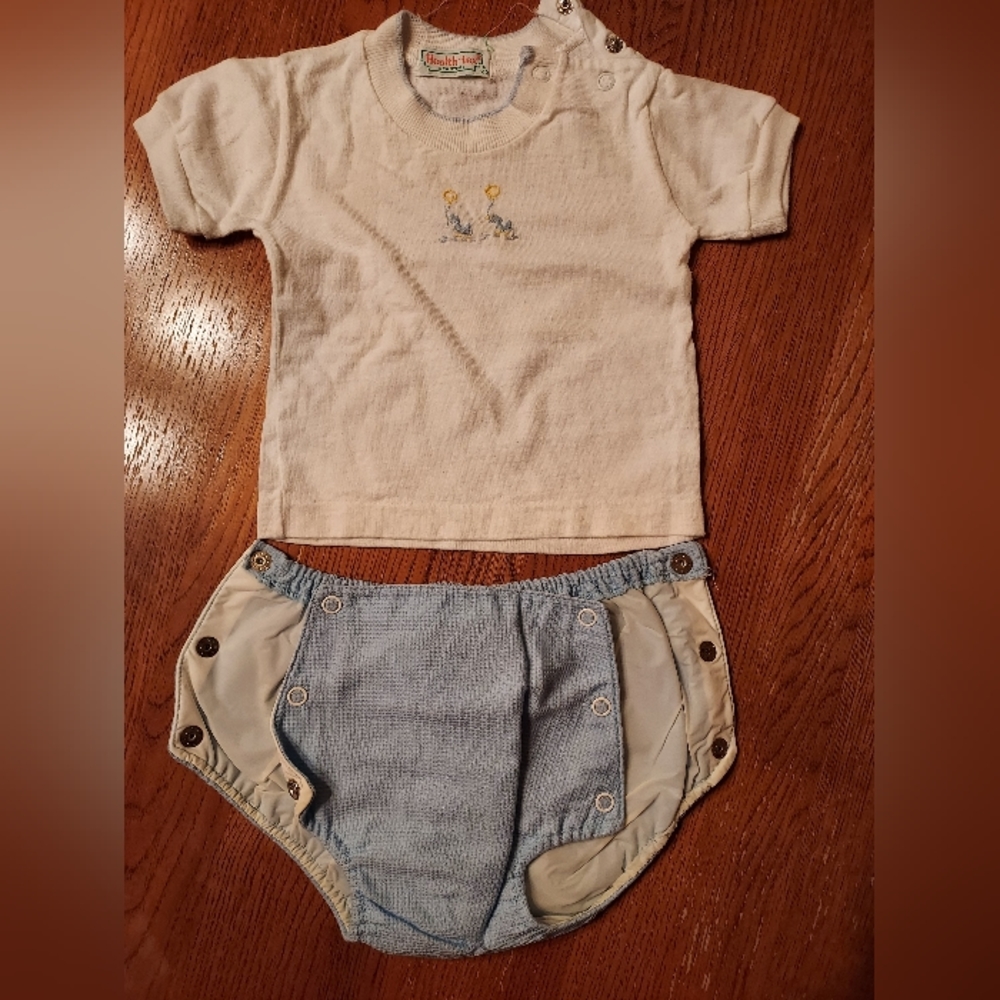 Vintage Boy's Health-tex 6M shirt and diaper cover.